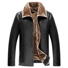 Casaco de couro de inverno masculino, jaqueta e casaco de couro pu para homens com pelo dentro de motocicleta, plus size 5xl 2024 - compre barato