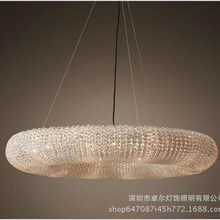 L Ring American chandelier living room RH retro light luxury designer study soft villa bedroom bead string crystal lamp 2024 - buy cheap