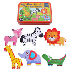 Baby Toys 6 In 1 Iron Box Cartoon Animals Wooden Puzzle For Children Montessori Early Educational Toys Gifts For Kids 2024 - buy cheap