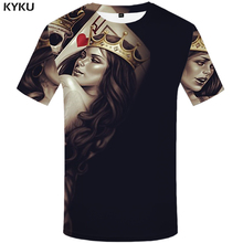 KYKU Card T-shirt Men Black Skull T Shirt Anime Clothes Beauty 3d Printed Tshirt Funny T Shirts King Punk Rock Mens Clothing New 2024 - buy cheap