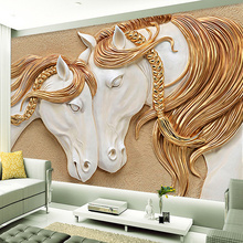 High Quality Custom Photo Wallpaper 3D Stereo Embossed Horse Living Room TV Backdrop Wall Mural Art Painting Mural Wall Paper 2024 - buy cheap