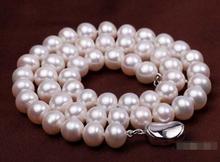 Wholesale price  ^^^ Real 9-10mm White Natural Cultured Freshwater Pearl Women Jewelry Necklace 18" 2024 - buy cheap