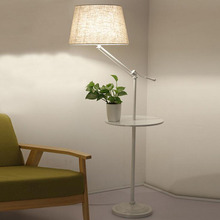 Lámpara de pie creativa para sala de estar, sofá cama, cubierta de tela, varilla negra, luz vertical cálida de 7W, mesa de centro de estilo europeo, LED 2024 - compra barato