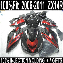7 подарков, Обтекатели для Kawasaki 2006-2011 zx14r, набор обтекателей Ninja ZX-14R 06 07 08 09 00 11, красный, черный, темно-серый, RFG75 2024 - купить недорого