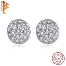 BELAWANG 925 Sterling Silver CZ Crystal Simple Stud Earrings Jewelry for Women Circle Round Silver Earrings Jewelry Bijoux Gift 2024 - buy cheap