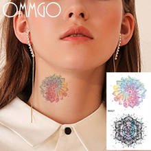 OMMGO Watercolor Henna Mehndi Mandala Flower Temporary Tattoo Sticker Body Art Arm Neck Fashion Tribal Women Fake Tatoo Paste 2024 - buy cheap