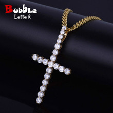 Zircon Cross Pendant Gold Color Copper Material Necklace Fashion Hip Hop Jewelry 2024 - buy cheap