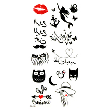 Arrow\Mermaid\Owl Waterproof Temporary Tattoos Men Fake Tattoo Tatuaje Temporal Henna Tattoo Stickers kiss Kids Tatoo kiss 2024 - buy cheap