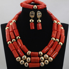 African Big Coral Beads Necklace Set Nigerian Jewellery Wedding Set Dubai African  New Jewelry Free Shipping CNR655 2024 - buy cheap