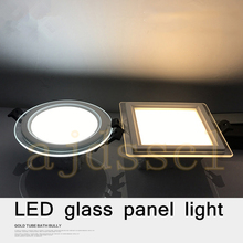 Painel de luz de led, luminária quadrada redonda de vidro, 6w, 9w, 12w, 18w, 24w, alto brilho, lâmpadas embutidas para casa 2024 - compre barato