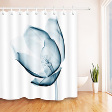 LB Tulip 3D Blue X-ray Blossom Transparent Flower White Shower Curtain Nature Waterproof Bathroom Fabric For Art Bathtub Decor 2024 - buy cheap