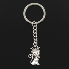 Fashion 30mm Key Ring Metal Key Chain Keychain Jewelry Antique Silver Color Plated Cat Fox Crown 15x30mm Pendant 2024 - buy cheap