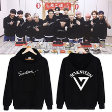 Kpop SEVENTEEN Black cotton Harajuku Hoodies Women/men Popular Hip Hop hooded Sweatshirt autumn new korean Female Casual Clothes 2024 - buy cheap