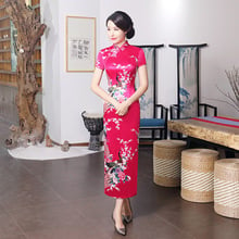 Qipao Chinese Traditional Dress Women Slit Print Floral Silk Qipao Ao Dai Vietnam Cheongsam Dress Online Chinese Store DD1923 2024 - buy cheap