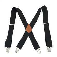New Man's Suspenders  Leather Braces Hot Sale Strong 4clasps Casual Suspensorio Trousers Strap Gift For Father 2024 - buy cheap