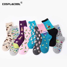 [COSPLACOOL]Women's Korean Fresh Harajuku Cute Socks Cartoon Animals Fish/Pug Kawaii Meias Creative Jacquard Design Funny Socks 2024 - buy cheap
