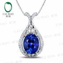 CaiMao 18KT/750 White Gold 2.32 ct Natural IF Blue Tanzanite AAA  0.12 ct Full Cut Diamond Engagement Gemstone Pendant Jewelry 2024 - buy cheap