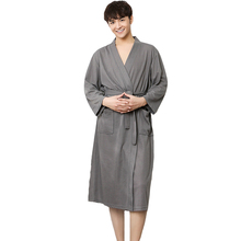New Men Robe Spa Home Dress Chinese Waffle Nightwear Solid Sleepwear Male Nightgown Kimono Bathrobe Gown Plus Size M XL XXXL 2024 - buy cheap