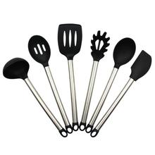 6Pcs New Latest Stainless Steel Black Silicone Spade Scraper Spoon 2024 - buy cheap