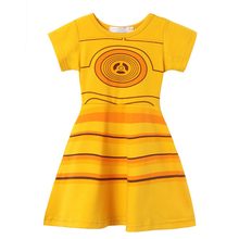 MUABABY 2-7T Cartoon Summer Dress for Girls Children Short Sleeve Casual Swing Cotton Sundress Kids Vintage Clothing 2024 - buy cheap