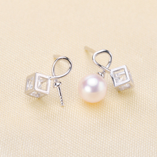 Pendientes de tuerca de perlas de estilo cubo brillante, accesorios de plata de ley S925, componentes de joyería, 6 par/lote 2024 - compra barato