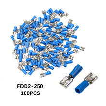 100PCS Blue FDD2-250 Female Insulated Electrical Crimp Terminal set for 1.5-2.5mm2 Connectors Cable Wire Connector 2024 - buy cheap