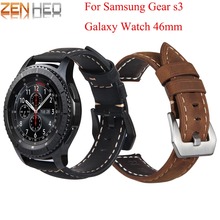 Кожаный браслет для Samsung Gear S3 Frontier band Galaxy watch 46 мм, ремешок для смарт-часов 22 мм S3, классические аксессуары 2024 - купить недорого