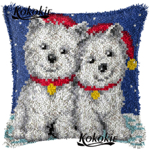 Cross stitch sets sale dog print cushion threads embroidery latch hook pillow Crocheting Rug Yarn DIY embroider Needlework kits 2024 - buy cheap