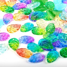 Cuentas de hojas multicolor de 11x18mm para fabricación de joyas, cuentas de sirena de cristal en forma de lágrima, colgante, DIY, 5 uds. 2024 - compra barato