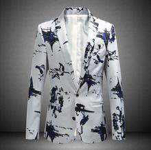 Men's Fashion Lapel Collar One Button Floral  Coats Casual Shows Blazer Jacket 2024 - buy cheap