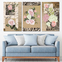 Cuadros de flores abstractas para decoración del hogar, 3 piezas en lienzo para pared, carteles en HD, impresiones, sala de estar, sin marco 2024 - compra barato