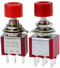 DS612/DS622-pulsador de color rojo, 3 o 6 pines, SPDT, momentáneo, AC 2A/250V, 5A/120V, 1 NO 1 NC 2024 - compra barato