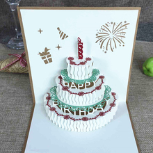 1pcs Vintage Handmade Happy Birthday 3D Pop Up Greeting Cards Gift Cake Card With Envelope Postcard Invitation Anniversary Decor 2024 - buy cheap