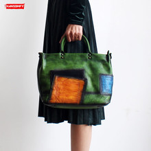 Handmade Women Handbags Genuine Leather Tote Shoulder Bag Ladies Big Commuter Bag Retro Slung Messenger Crossbody Bags Original 2024 - buy cheap