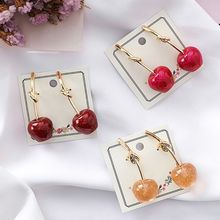 1 Pair Lovely Cherry Earring Metal Knot Design Drop Earrings For Women Girls 2020 Earrings Fashion Jewelry 2024 - buy cheap