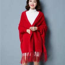 2021 New Autumn Women Knitted Bat Sleeve Tassel Sweater Casual Female Jumper Coat Cape Poncho Shawl Wrap Swing Sweater Cardigans 2024 - buy cheap