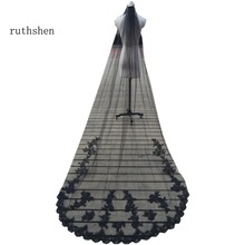 Ruthshen-velos de boda únicos, accesorio de encaje, largo de la campana, con peine, hecho a medida, 2020, marfil/negro 2024 - compra barato