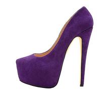 Moraima snc sapatos de salto alto roxo, de camurça, plataforma super alta, sexy, sem cadarço, sapatos de salto alto, 16cm, para festa 2024 - compre barato