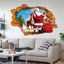 Pegatinas creativas de Papá Noel para pared rota, decoración para el hogar, Mural extraíble de PVC, papel tapiz de Feliz Navidad 2024 - compra barato