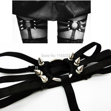 Sexy Punk Rock Studded Rivet Nylon Elastic Harajuku Handmade Leg Garter Belt Thigh Garter Leg Loop 2024 - buy cheap