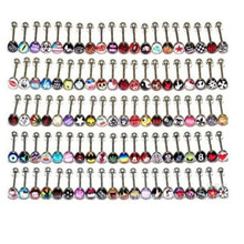 Bulk Wholesale 50pcs New Fashion Silver Steel mix different  Logo Tongue Piercing Tongue Ring Body Jewelry 2024 - buy cheap