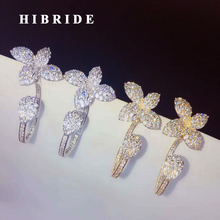 HIBRIDE-pendientes de gota con Micro Circonia cúbica para mujer, joyería nupcial, bisutería de Color dorado, joyería E-888 2024 - compra barato