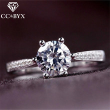 CC Classic Jewelry Rings For Women S925 Silver Round Stone Cubic Zirconia Wedding Engagement Bridal Ringen Accessories CC1454 2024 - buy cheap