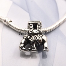 Thailand Elephant Shape Antique Alloy Beads European Charm Beads For Snake Chain Bracelet LB824 2024 - buy cheap