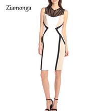 Zimenin a vestido de trabalho elegante, vestido tubinho de malha sem mangas para escritório, vestido sexy de festa para mulheres, vestido pencil 2024 - compre barato