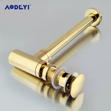 AODEYI Brass Golden Bottle Tap  Basin Waste Drain, Basin Mixer P-Trap Waste Pipe With Pop-Up Drain For Bathroom Tool 2024 - buy cheap