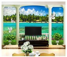 Papel de parede com foto personalizada para paredes 3 d murais mediterrânea paisagem de paisagem para decoração de sala de estar 2024 - compre barato