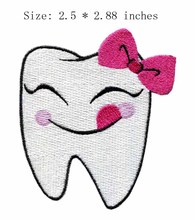 Симпатичная вышивка зубов, 2,5 дюйма, широкий/белый значок/теплый/подарок на день рождения 2024 - купить недорого