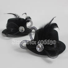 5" Mini Top Hat Black Hair Accessories For Women Wedding Hats Kids Fascinators 12pcs/lot Free Shipping MFF13049 2024 - купить недорого