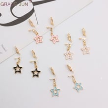 GRACE JUN Gold Color Hollow-out Small Enamel Star Clip on Earrings No Pierced for Girl Student Fashion Popular Cuff Earrings New 2024 - buy cheap